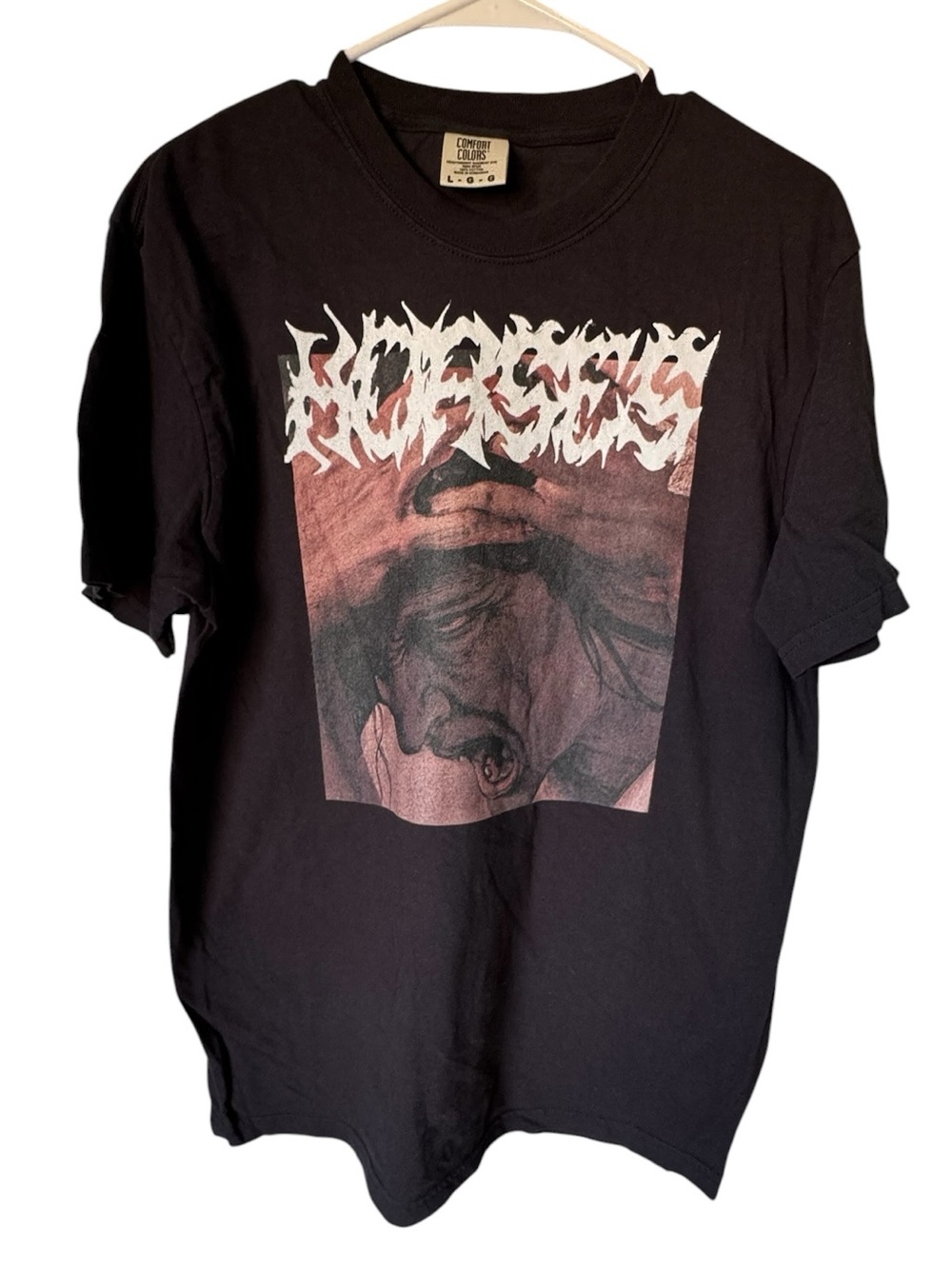 Horses Metal Band Rock Tour Black Graphic Men's L T-Shirt MINTY